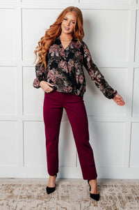 I Wish We Had it All Surplice Floral Blouse Blouses Ave Shops 