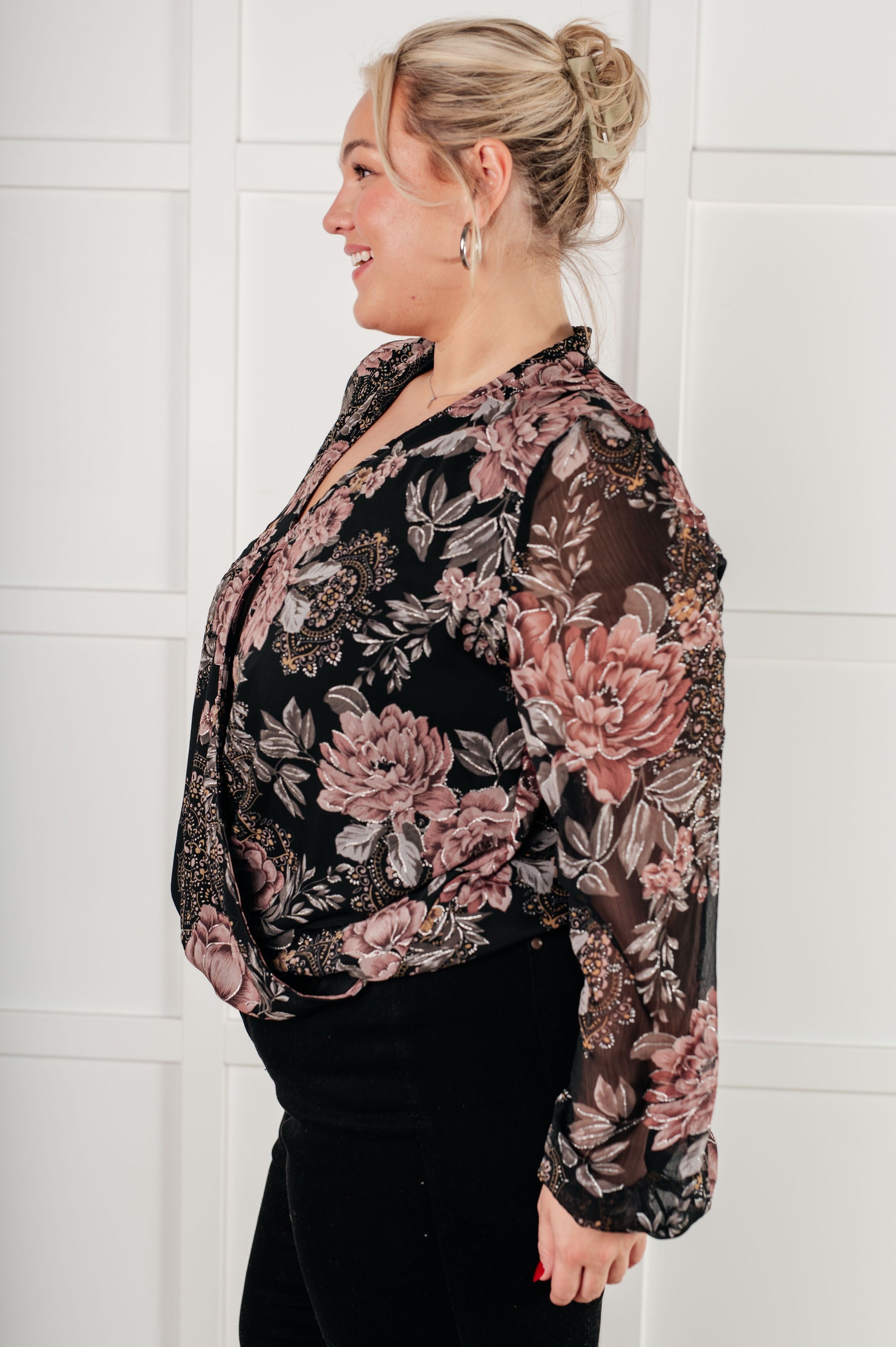 I Wish We Had it All Surplice Floral Blouse Blouses Ave Shops 