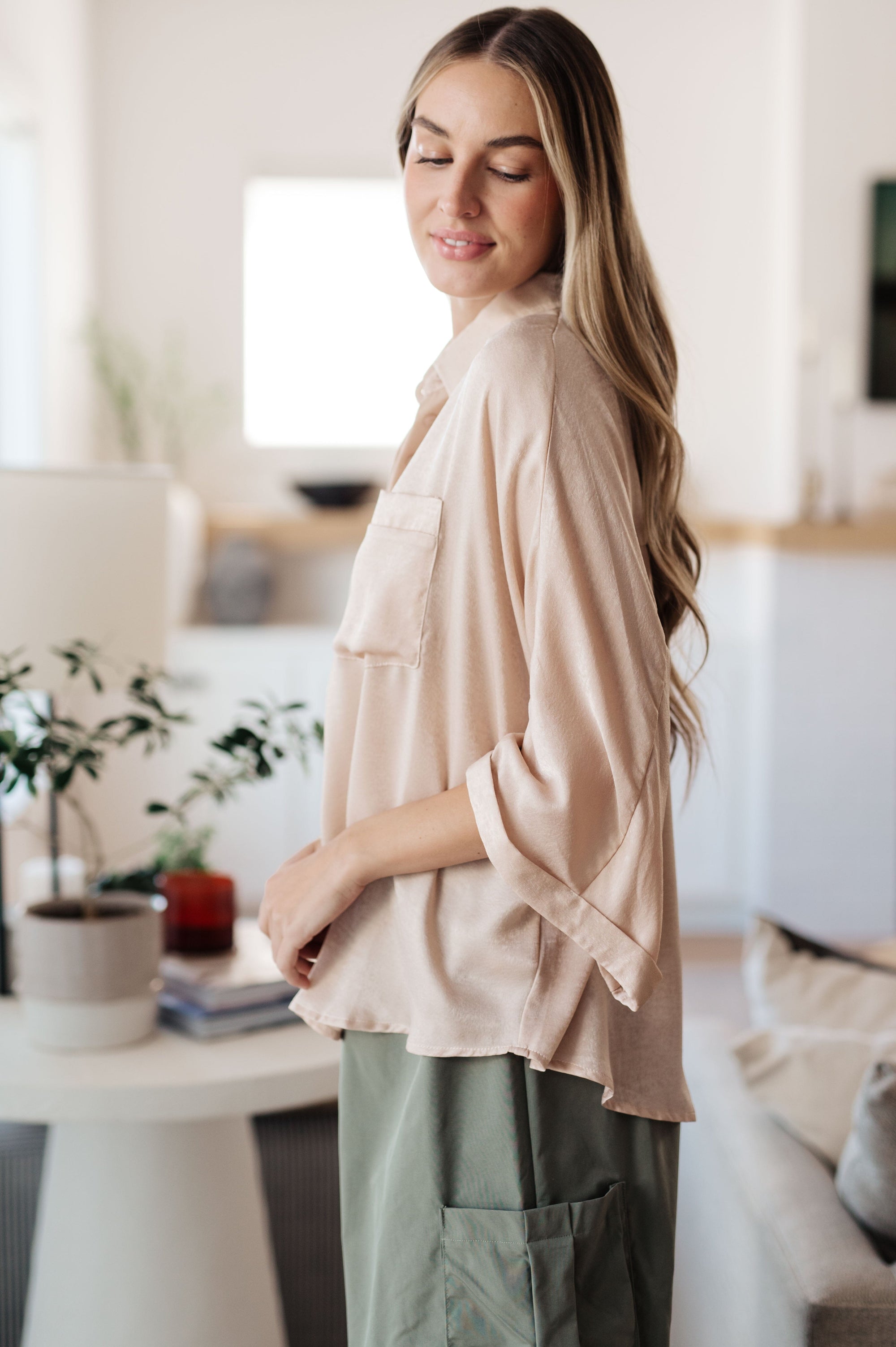 In Your Thoughts Oversized Dolman Sleeve Top in Champagne Tops Ave Shops 
