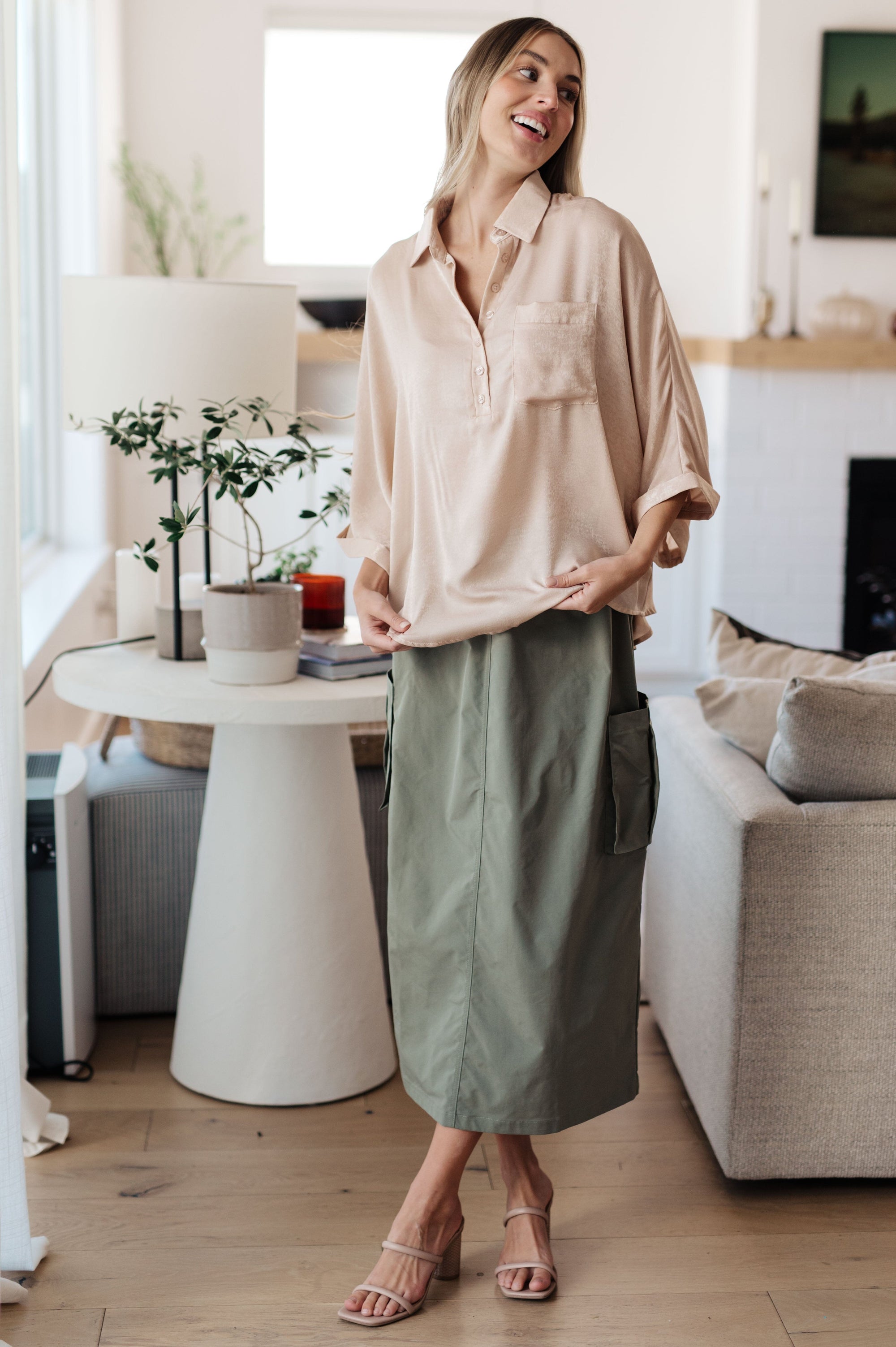 In Your Thoughts Oversized Dolman Sleeve Top in Champagne Tops Ave Shops 