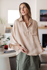 In Your Thoughts Oversized Dolman Sleeve Top in Champagne Tops Ave Shops 