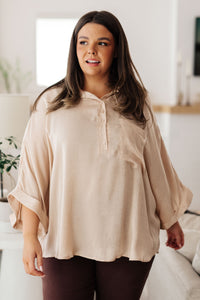 In Your Thoughts Oversized Dolman Sleeve Top in Champagne Tops Ave Shops 