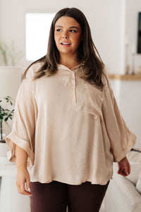 In Your Thoughts Oversized Dolman Sleeve Top in Champagne Tops Ave Shops 