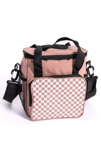 Insulated Checked Tote in Pink Accessories Ave Shops 