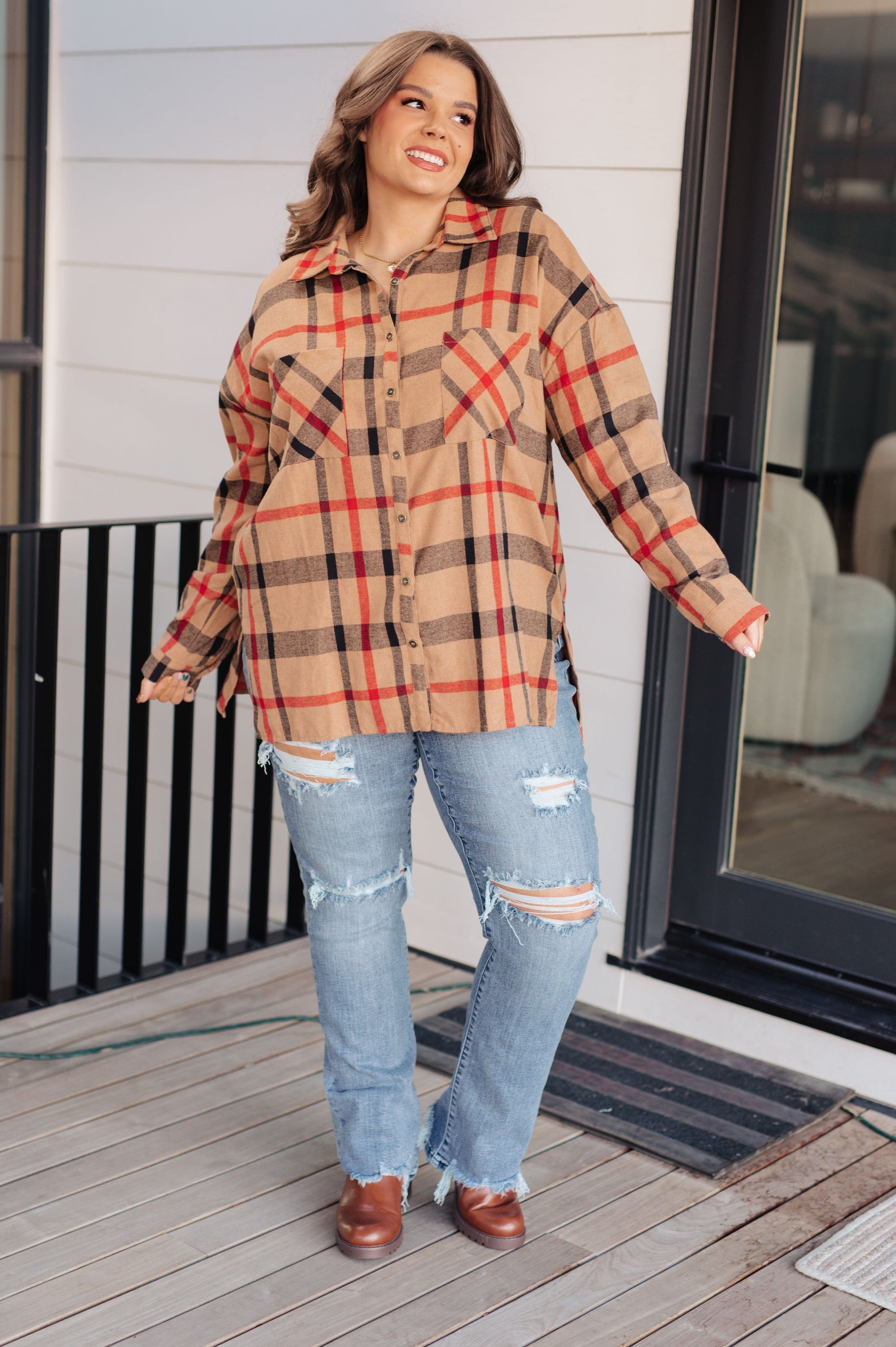 Is It Really Oversized Plaid Button Up Tops Ave Shops 