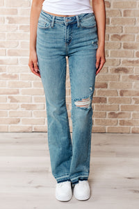 Isla Mid Rise Distressed Released Hem Bootcut Jeans Womens Ave Shops 