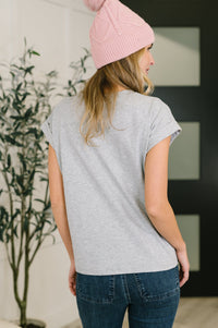 It Starts Here Basic Rolled Sleeve Tee in H Grey Womens Ave Shops 