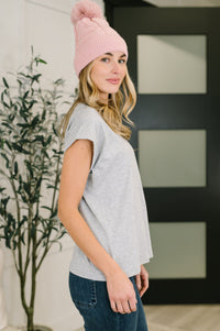 It Starts Here Basic Rolled Sleeve Tee in H Grey Womens Ave Shops 