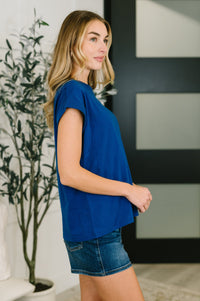 It Starts Here Basic Rolled Sleeve Tee in Lt Navy Womens Ave Shops 