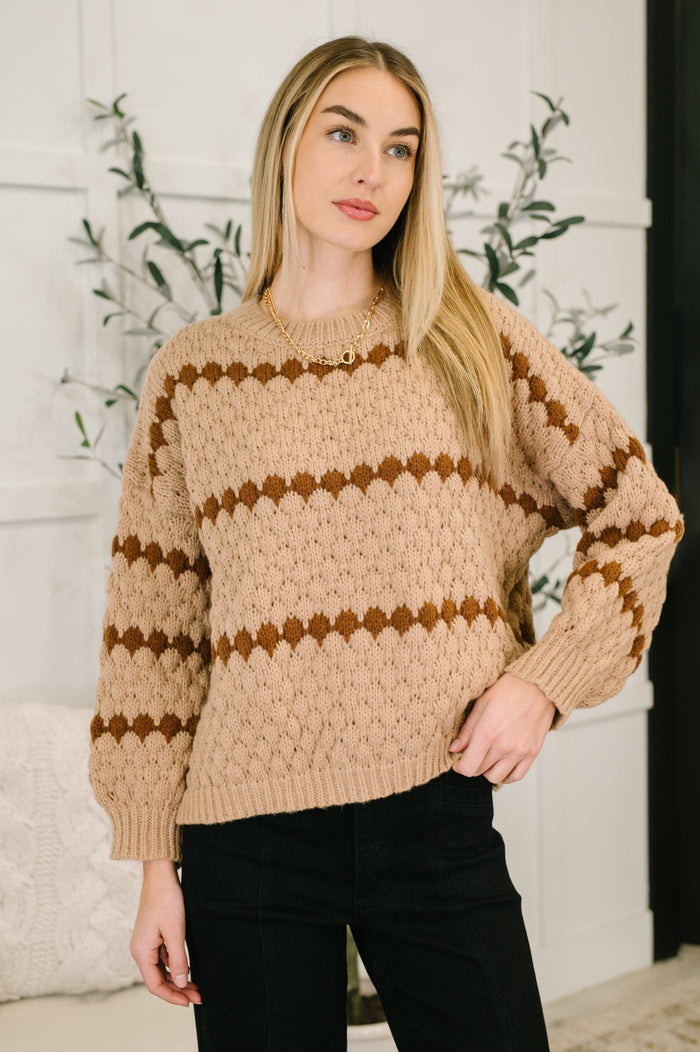 Ivy Lane Textured Sweater in Taupe Womens Ave Shops 