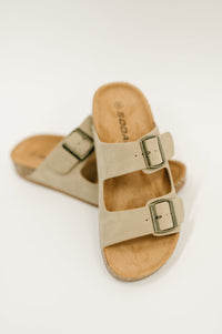 Jete Nubuck Double Buckle Slides in Light Taupe Womens Ave Shops 