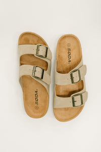 Jete Nubuck Double Buckle Slides in Light Taupe Womens Ave Shops 