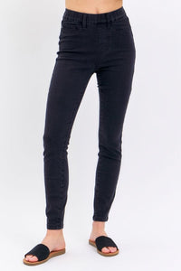 Judy Blue Black Pull-On Shield Pockets Skinny Jeans Jeans Judy Blue 