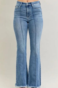 Judy Blue High Waisted Flare Front Pintuck Detail & Fray Hem Jeans Judy Blue 