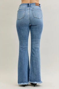 Judy Blue High Waisted Flare Front Pintuck Detail & Fray Hem Jeans Judy Blue 