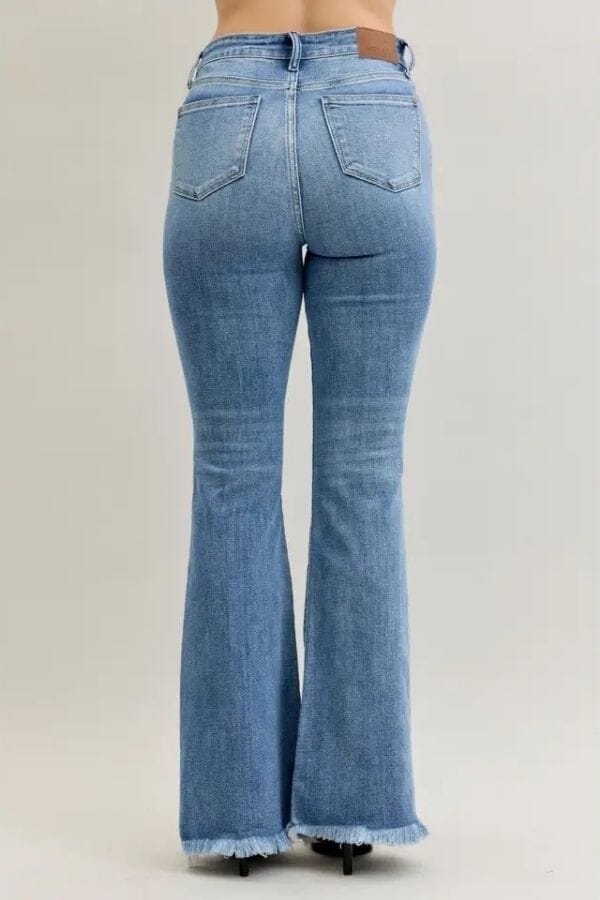 Judy Blue High Waisted Flare Front Pintuck Detail & Fray Hem Jeans Judy Blue 