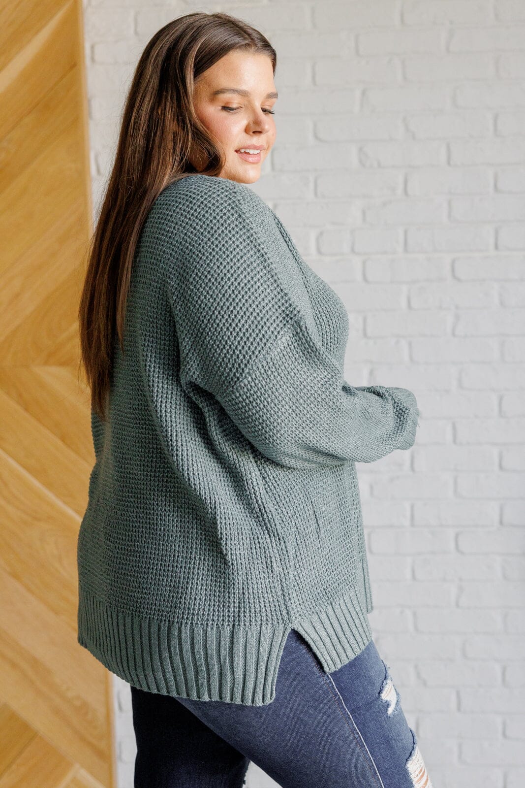 Lakeside View Drop Shoulder Sweater in Sage Tops Ave Shops 