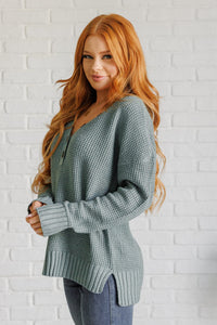 Lakeside View Drop Shoulder Sweater in Sage Tops Ave Shops 