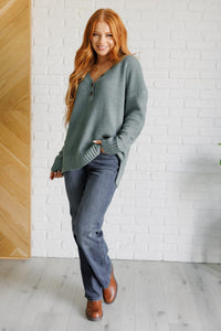 Lakeside View Drop Shoulder Sweater in Sage Tops Ave Shops 