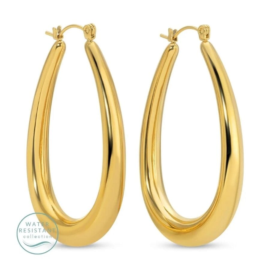 Large Latchback Hoops, Water Resistant Earrings Splendid Iris 