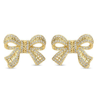 Large Pave Bow Stud Earrings Earrings Splendid Iris 