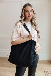 Last Minute Corduroy Tote in Black Accessories Ave Shops 