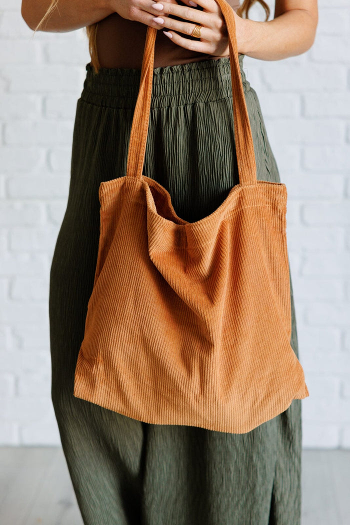 Last Minute Corduroy Tote in Brown Accessories Ave Shops 