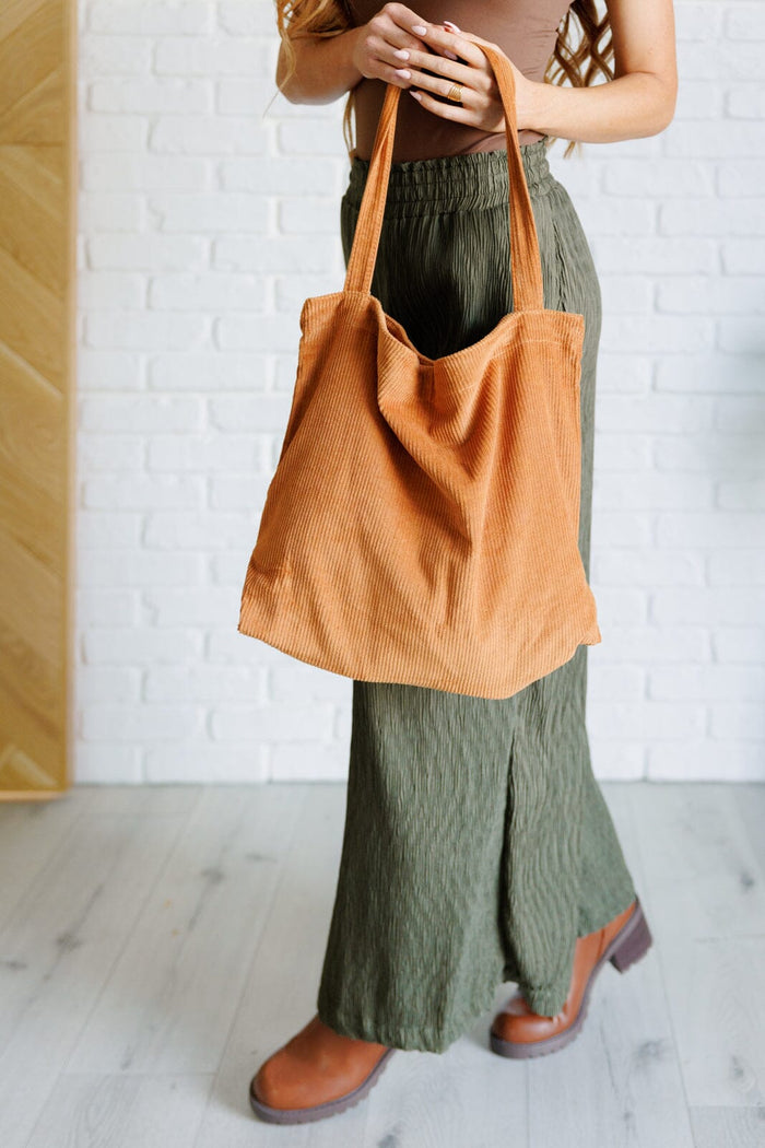 Last Minute Corduroy Tote in Brown Accessories Ave Shops 