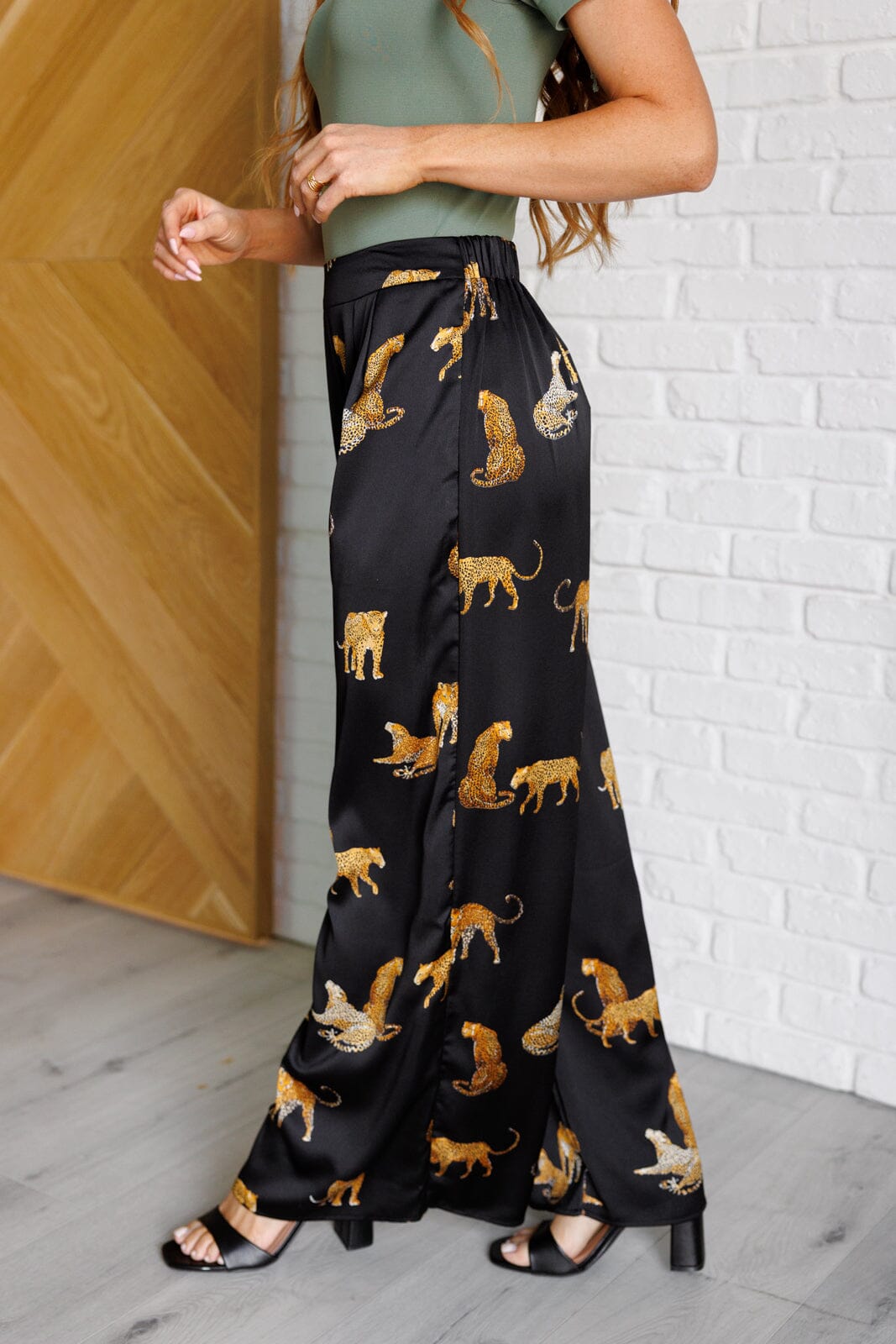 Legendary in Leopard Satin Wide Leg Pants Bottoms Ave Shops 