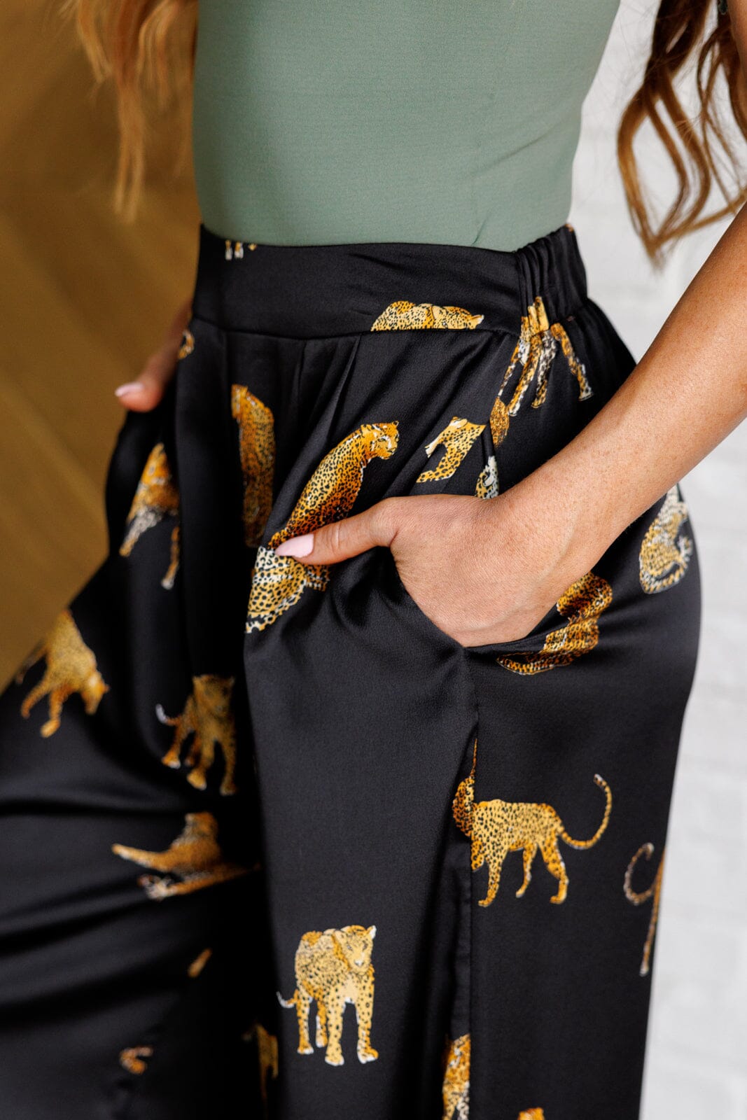 Legendary in Leopard Satin Wide Leg Pants Bottoms Ave Shops 