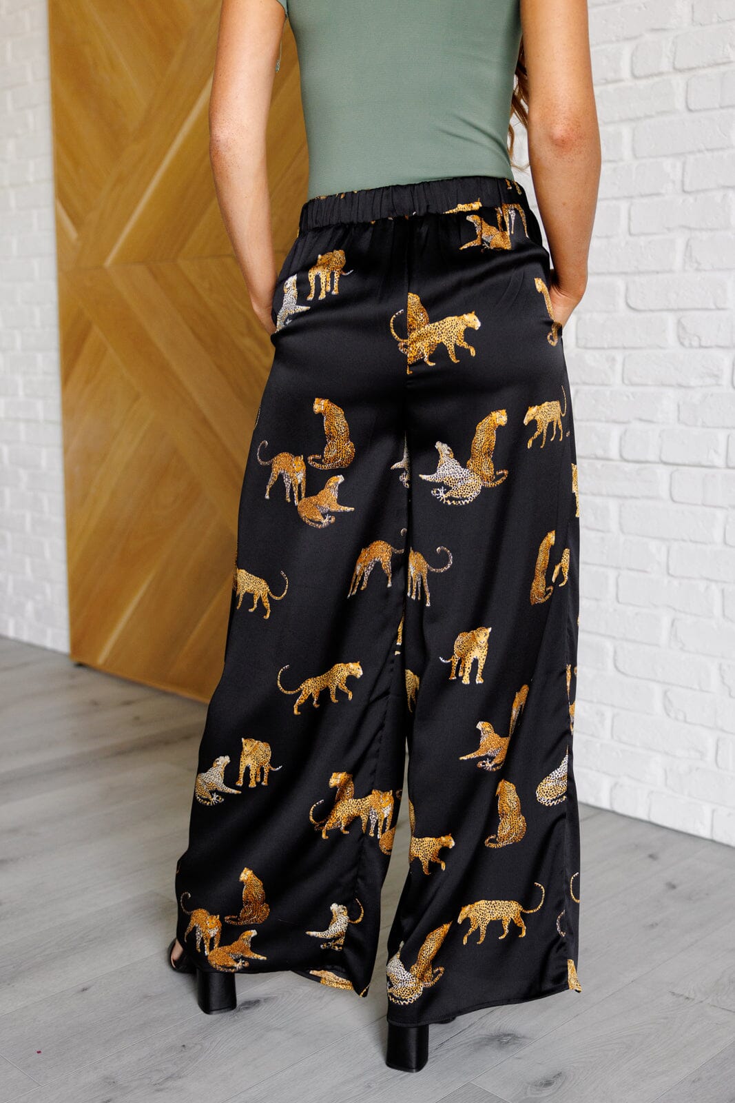 Legendary in Leopard Satin Wide Leg Pants Bottoms Ave Shops 