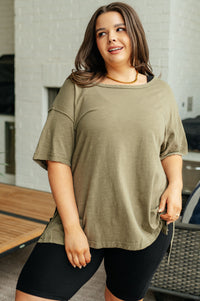 Let Me Live Relaxed Tee in Army Tops Ave Shops 