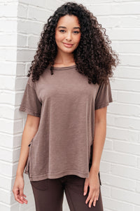Let Me Live Relaxed Tee in Brown Tops Ave Shops 