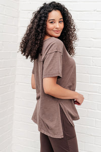 Let Me Live Relaxed Tee in Brown Tops Ave Shops 