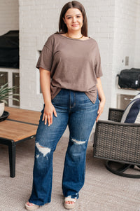 Let Me Live Relaxed Tee in Brown Tops Ave Shops 