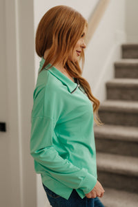Let Me Think On It Half Zip Pullover in Mint Womens Ave Shops 