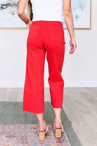 Lisa High Rise Control Top Wide Leg Crop Jeans in Red Denim Ave Shops 