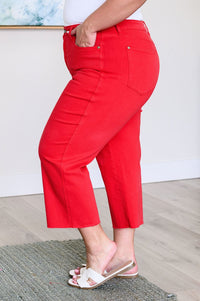 Lisa High Rise Control Top Wide Leg Crop Jeans in Red Denim Ave Shops 