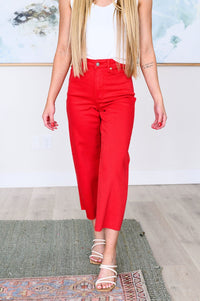 Lisa High Rise Control Top Wide Leg Crop Jeans in Red Denim Ave Shops 