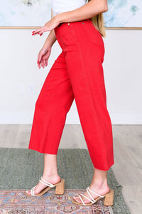 Lisa High Rise Control Top Wide Leg Crop Jeans in Red Denim Ave Shops 