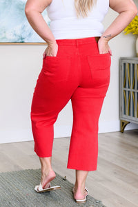 Lisa High Rise Control Top Wide Leg Crop Jeans in Red Denim Ave Shops 
