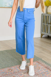 Lisa High Rise Control Top Wide Leg Crop Jeans in Sky Blue Denim Ave Shops 