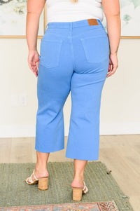 Lisa High Rise Control Top Wide Leg Crop Jeans in Sky Blue Denim Ave Shops 