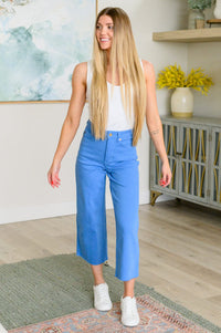 Lisa High Rise Control Top Wide Leg Crop Jeans in Sky Blue Denim Ave Shops 