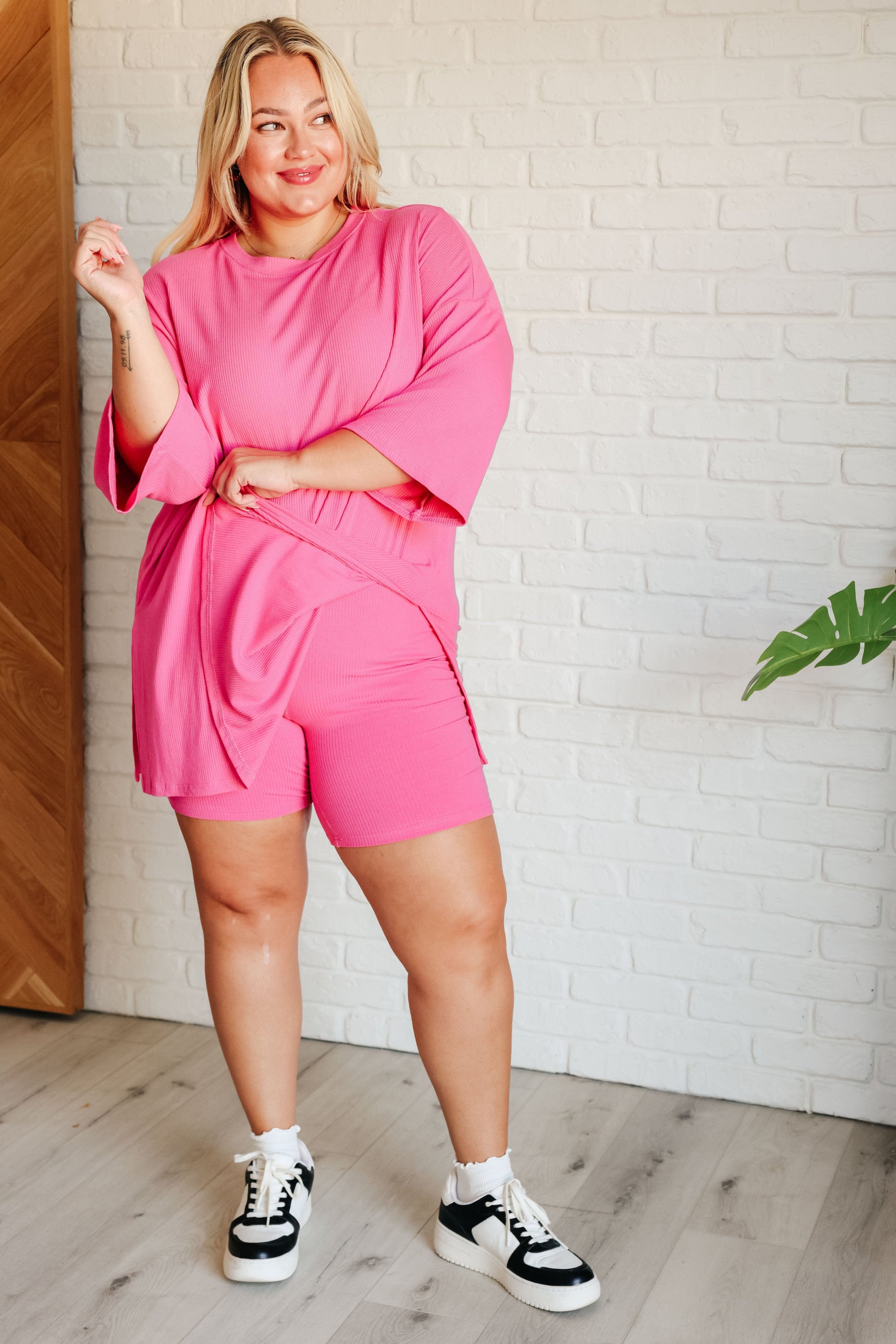 Live and Play Luxe Biker Set in Pink Athleisure Ave Shops 