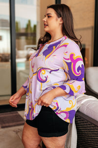 Lizzy Bell Sleeve Top in Regal Lavender and Gold Tops Ave Shops 