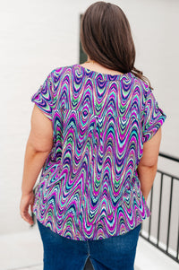 Lizzy Cap Sleeve Top in Purple Multi Marble Tops Ave Shops 