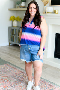 Lizzy Tank Top in Blue and Pink Haze Tops Ave Shops 