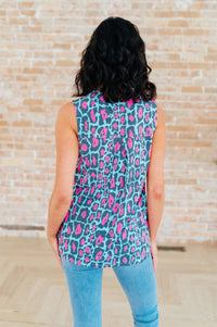 Lizzy Tank Top in Mint and Pink Leopard Tops Ave Shops 