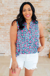 Lizzy Tank Top in Mint and Pink Leopard Tops Ave Shops 